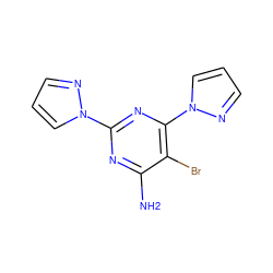 Nc1nc(-n2cccn2)nc(-n2cccn2)c1Br ZINC000072317391