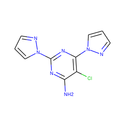 Nc1nc(-n2cccn2)nc(-n2cccn2)c1Cl ZINC000149649577