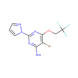 Nc1nc(-n2cccn2)nc(OCC(F)(F)F)c1Br ZINC000165818139