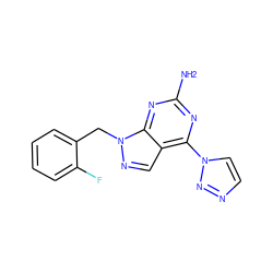 Nc1nc(-n2ccnn2)c2cnn(Cc3ccccc3F)c2n1 ZINC000029046393