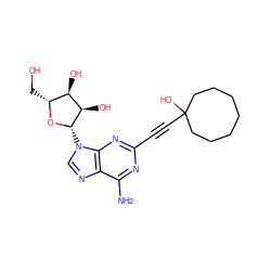 Nc1nc(C#CC2(O)CCCCCCC2)nc2c1ncn2[C@@H]1O[C@H](CO)[C@@H](O)[C@H]1O ZINC000003779684