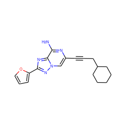 Nc1nc(C#CCC2CCCCC2)cn2nc(-c3ccco3)nc12 ZINC000028345609