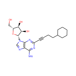 Nc1nc(C#CCCC2CCCCC2)nc2c1ncn2[C@@H]1O[C@H](CO)[C@@H](O)[C@H]1O ZINC000012405361