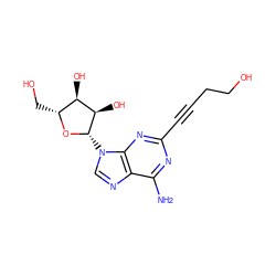 Nc1nc(C#CCCO)nc2c1ncn2[C@@H]1O[C@H](CO)[C@@H](O)[C@H]1O ZINC000012405274