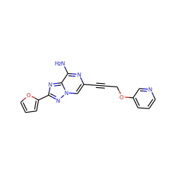 Nc1nc(C#CCOc2cccnc2)cn2nc(-c3ccco3)nc12 ZINC000028338621