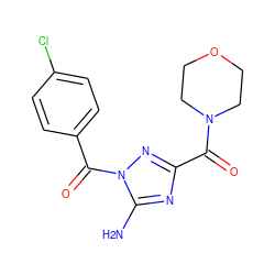 Nc1nc(C(=O)N2CCOCC2)nn1C(=O)c1ccc(Cl)cc1 ZINC000003647297