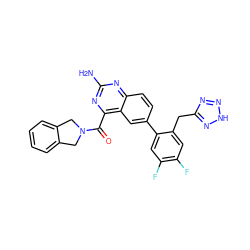 Nc1nc(C(=O)N2Cc3ccccc3C2)c2cc(-c3cc(F)c(F)cc3Cc3nn[nH]n3)ccc2n1 ZINC001772603134