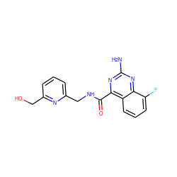 Nc1nc(C(=O)NCc2cccc(CO)n2)c2cccc(F)c2n1 ZINC001772654305