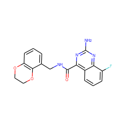 Nc1nc(C(=O)NCc2cccc3c2OCCO3)c2cccc(F)c2n1 ZINC000653793818