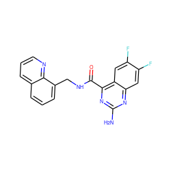 Nc1nc(C(=O)NCc2cccc3cccnc23)c2cc(F)c(F)cc2n1 ZINC000653786707