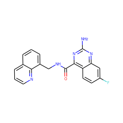 Nc1nc(C(=O)NCc2cccc3cccnc23)c2ccc(F)cc2n1 ZINC000653687443