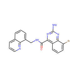 Nc1nc(C(=O)NCc2cccc3cccnc23)c2cccc(Br)c2n1 ZINC000653687503