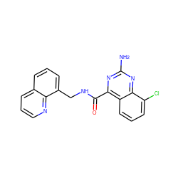 Nc1nc(C(=O)NCc2cccc3cccnc23)c2cccc(Cl)c2n1 ZINC000653687469