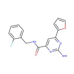 Nc1nc(C(=O)NCc2ccccc2F)cc(-c2ccco2)n1 ZINC000013983335