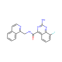 Nc1nc(C(=O)NCc2nccc3ccccc23)c2cccc(F)c2n1 ZINC000653798059