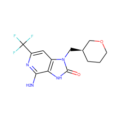 Nc1nc(C(F)(F)F)cc2c1[nH]c(=O)n2C[C@@H]1CCCOC1 ZINC000071316745