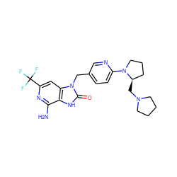 Nc1nc(C(F)(F)F)cc2c1[nH]c(=O)n2Cc1ccc(N2CCC[C@H]2CN2CCCC2)nc1 ZINC000072125804