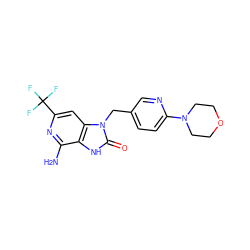 Nc1nc(C(F)(F)F)cc2c1[nH]c(=O)n2Cc1ccc(N2CCOCC2)nc1 ZINC000072123230