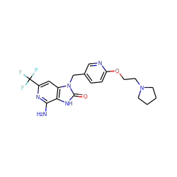 Nc1nc(C(F)(F)F)cc2c1[nH]c(=O)n2Cc1ccc(OCCN2CCCC2)nc1 ZINC000072125013