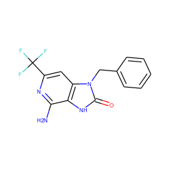 Nc1nc(C(F)(F)F)cc2c1[nH]c(=O)n2Cc1ccccc1 ZINC000068249167