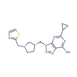 Nc1nc(C2CC2)nc2c1nnn2C[C@@H]1CCN(Cc2nccs2)C1 ZINC000084688789