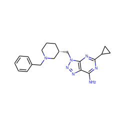 Nc1nc(C2CC2)nc2c1nnn2C[C@H]1CCCN(Cc2ccccc2)C1 ZINC000084690849