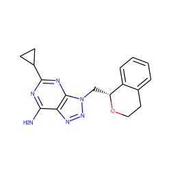 Nc1nc(C2CC2)nc2c1nnn2C[C@H]1OCCc2ccccc21 ZINC000084668145