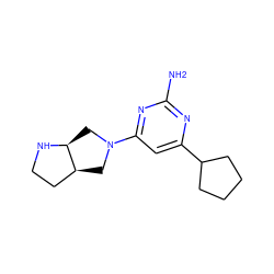 Nc1nc(C2CCCC2)cc(N2C[C@H]3CCN[C@H]3C2)n1 ZINC000114194331