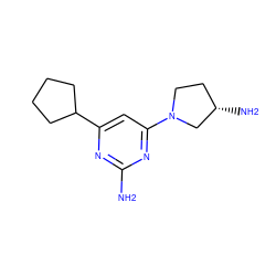 Nc1nc(C2CCCC2)cc(N2CC[C@H](N)C2)n1 ZINC000114200126