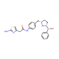 Nc1nc(CC(=O)Nc2ccc(C[C@@H]3CC[C@H]([C@H](O)c4ccccc4)N3)cc2)cs1 ZINC000066112396