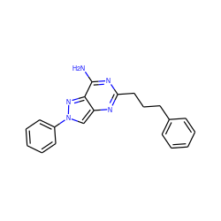 Nc1nc(CCCc2ccccc2)nc2cn(-c3ccccc3)nc12 ZINC000299834228