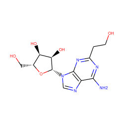 Nc1nc(CCO)nc2c1ncn2[C@@H]1O[C@H](CO)[C@@H](O)[C@H]1O ZINC000013861861