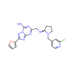 Nc1nc(CN[C@H]2CCCN2Cc2ccnc(Cl)c2)nc2nc(-c3ccco3)nn12 ZINC000040395063