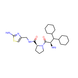 Nc1nc(CNC(=O)[C@@H]2CCCN2C(=O)[C@H](N)C(C2CCCCC2)C2CCCCC2)cs1 ZINC000013766349