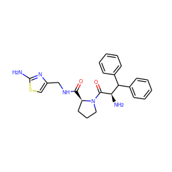 Nc1nc(CNC(=O)[C@@H]2CCCN2C(=O)[C@H](N)C(c2ccccc2)c2ccccc2)cs1 ZINC000013766352