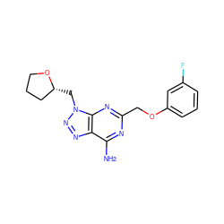 Nc1nc(COc2cccc(F)c2)nc2c1nnn2C[C@@H]1CCCO1 ZINC000084690684