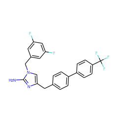 Nc1nc(Cc2ccc(-c3ccc(C(F)(F)F)cc3)cc2)cn1Cc1cc(F)cc(F)c1 ZINC000073224619