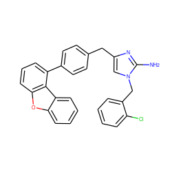 Nc1nc(Cc2ccc(-c3cccc4oc5ccccc5c34)cc2)cn1Cc1ccccc1Cl ZINC000073224980