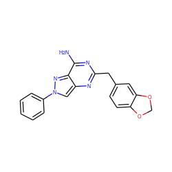 Nc1nc(Cc2ccc3c(c2)OCO3)nc2cn(-c3ccccc3)nc12 ZINC000299825839