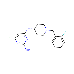 Nc1nc(Cl)cc(NC2CCN(Cc3ccccc3F)CC2)n1 ZINC000052469366