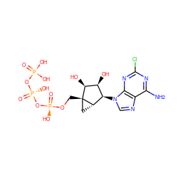 Nc1nc(Cl)nc2c1ncn2[C@@H]1[C@H](O)[C@H](O)[C@@]2(CO[P@](=O)(O)O[P@](=O)(O)OP(=O)(O)O)C[C@@H]12 ZINC000299847138