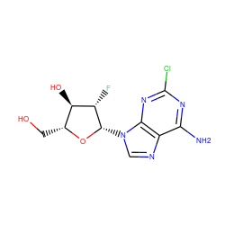 Nc1nc(Cl)nc2c1ncn2[C@@H]1O[C@H](CO)[C@@H](O)[C@@H]1F ZINC000003798247