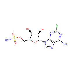 Nc1nc(Cl)nc2c1ncn2[C@@H]1O[C@H](COS(N)(=O)=O)[C@@H](O)[C@H]1O ZINC000031413936