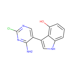 Nc1nc(Cl)ncc1-c1c[nH]c2cccc(O)c12 ZINC000072116548