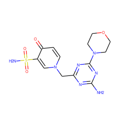 Nc1nc(Cn2ccc(=O)c(S(N)(=O)=O)c2)nc(N2CCOCC2)n1 ZINC000095562511