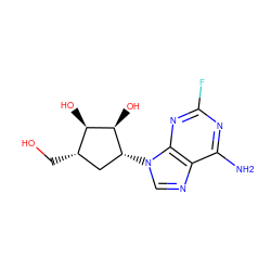 Nc1nc(F)nc2c1ncn2[C@@H]1C[C@H](CO)[C@@H](O)[C@H]1O ZINC000029062165