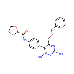 Nc1nc(N)c(-c2ccc(NC(=O)[C@@H]3CCCO3)cc2)c(COCc2ccccc2)n1 ZINC000014970766