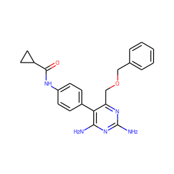 Nc1nc(N)c(-c2ccc(NC(=O)C3CC3)cc2)c(COCc2ccccc2)n1 ZINC000013983434