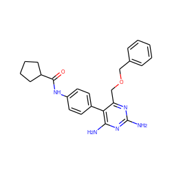 Nc1nc(N)c(-c2ccc(NC(=O)C3CCCC3)cc2)c(COCc2ccccc2)n1 ZINC000014970705