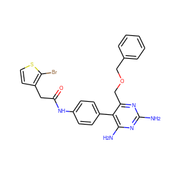 Nc1nc(N)c(-c2ccc(NC(=O)Cc3ccsc3Br)cc2)c(COCc2ccccc2)n1 ZINC000014970729